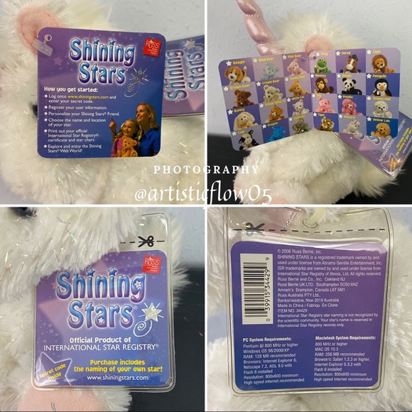 NEW! RARE! SEALED! 2006 Russ Shining Stars White And Pink Plush Unicorn - Picture 8 of 10